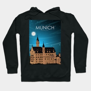 Munich Germany Caste Travel Poster at Night Hoodie